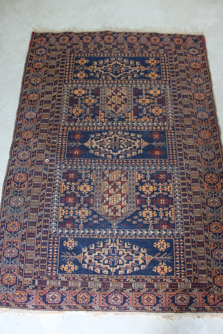 Brown & Blue Afghan Rug - Kernow Furniture