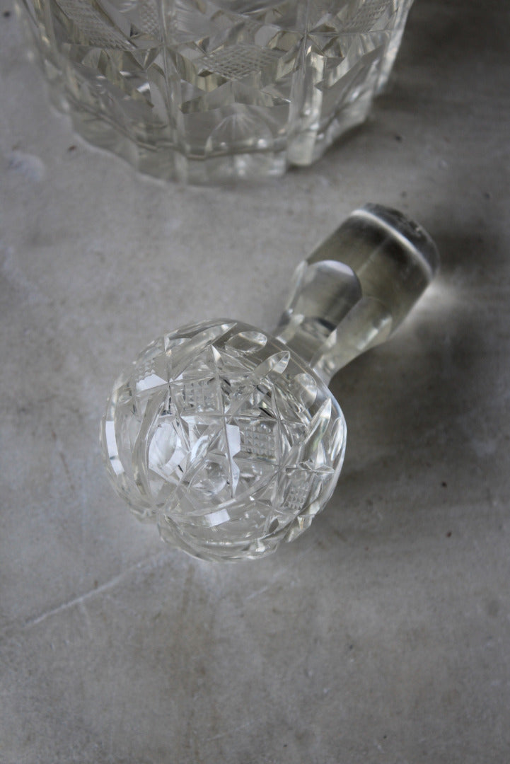 Round Cut Glass Whisky Decanter - Kernow Furniture