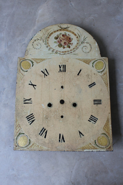 Antique Hand Painted Floral Grandfather Clock Face - Kernow Furniture