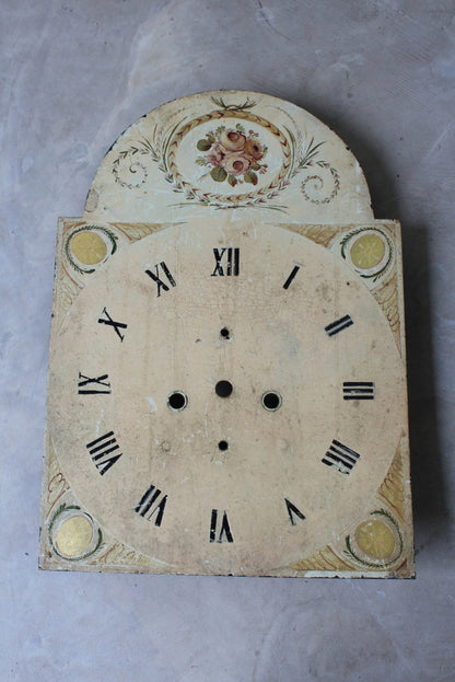 Antique Hand Painted Floral Grandfather Clock Face - Kernow Furniture