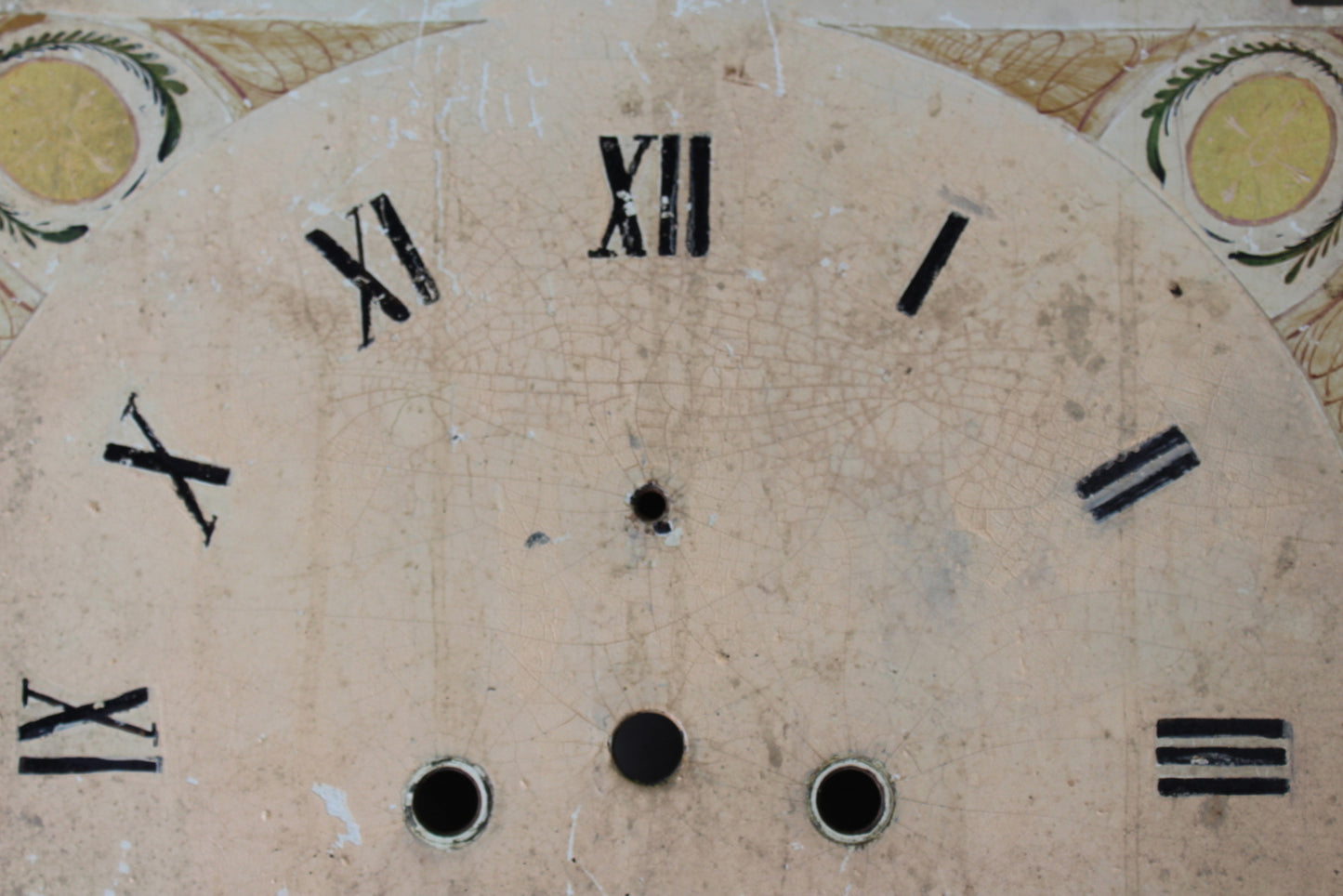 Antique Hand Painted Floral Grandfather Clock Face - Kernow Furniture