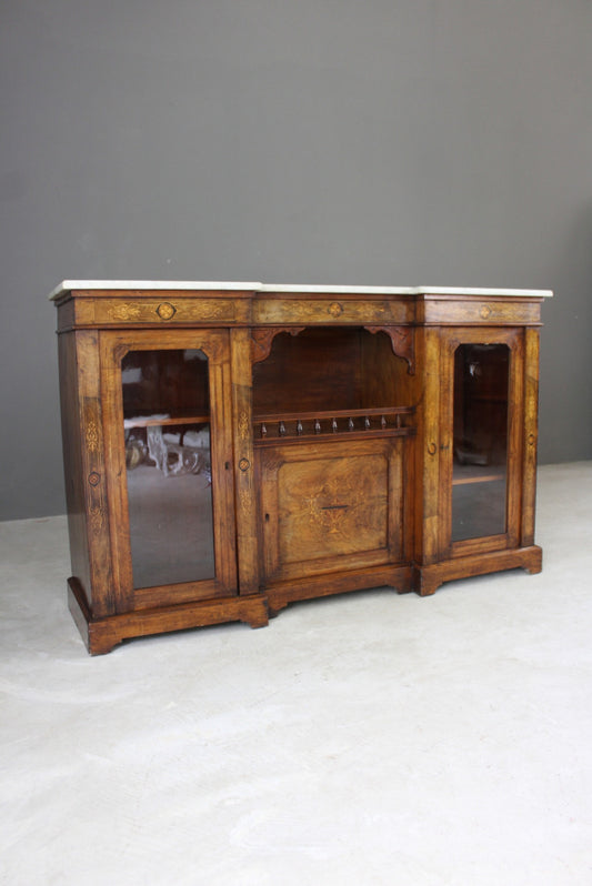 Antique Victorian Inlaid Walnut Credenza - Kernow Furniture