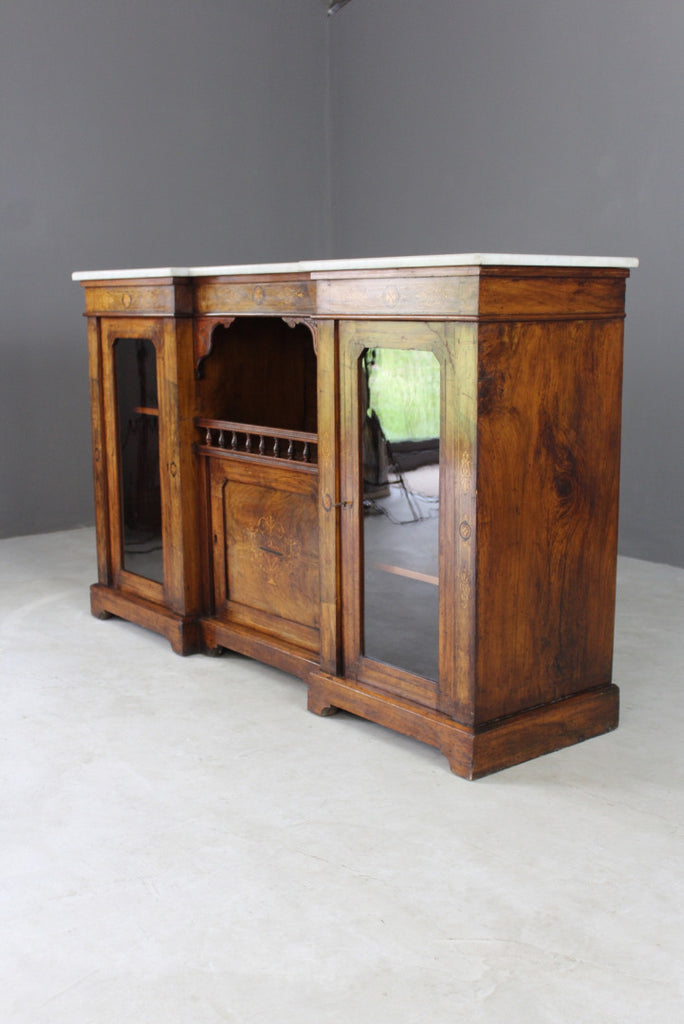 Antique Victorian Inlaid Walnut Credenza - Kernow Furniture