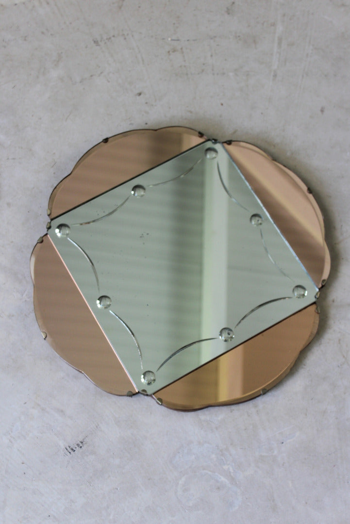 Art Deco Peach Glass Wall Mirror - Kernow Furniture