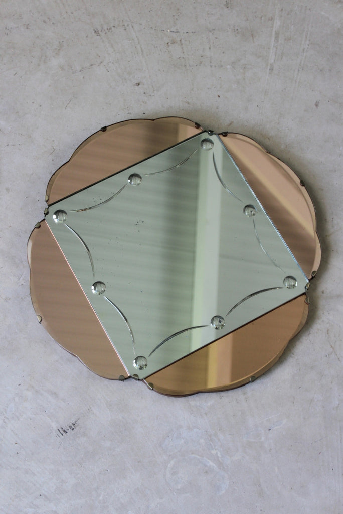 Art Deco Peach Glass Wall Mirror - Kernow Furniture