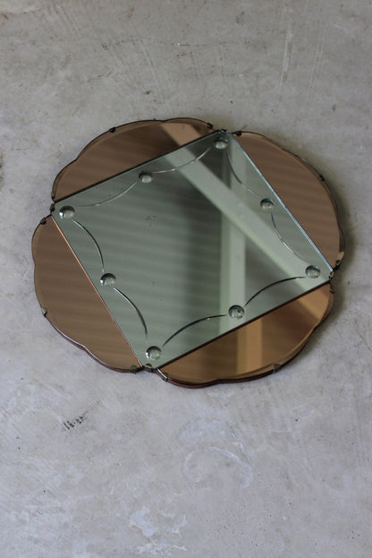 Art Deco Peach Glass Wall Mirror - Kernow Furniture