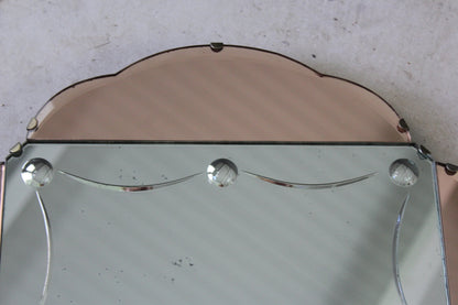 Art Deco Peach Glass Wall Mirror - Kernow Furniture