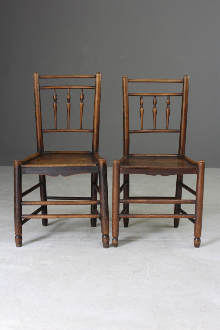 Pair Country Made Spindle Back Chairs - Kernow Furniture