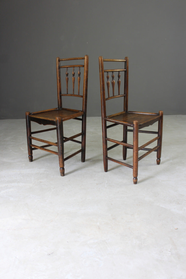 Pair Country Made Spindle Back Chairs - Kernow Furniture