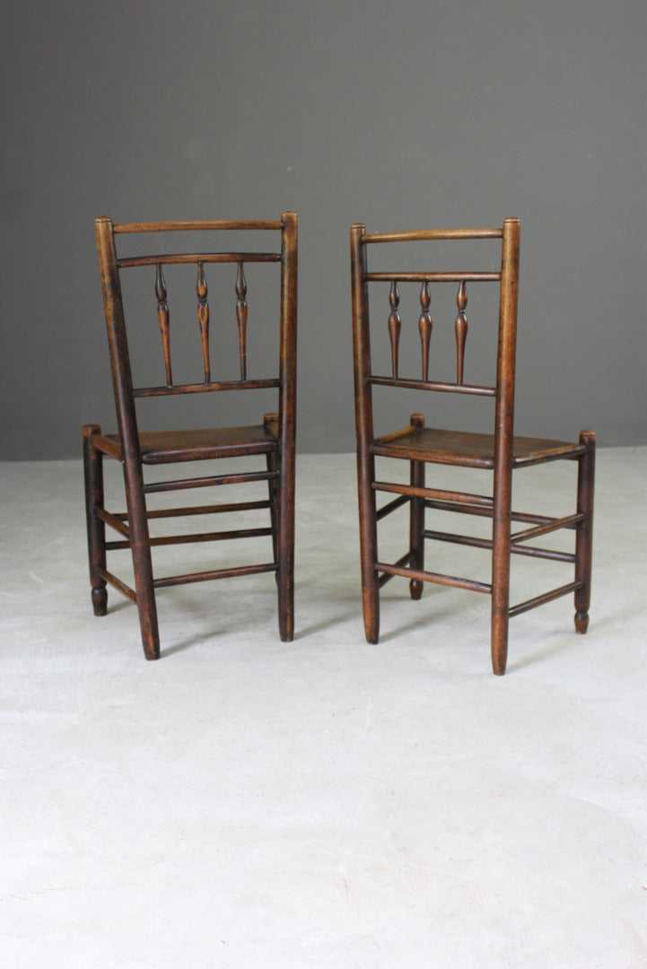 Pair Country Made Spindle Back Chairs - Kernow Furniture