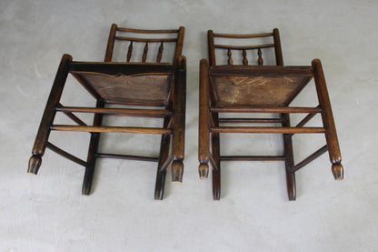 Pair Country Made Spindle Back Chairs - Kernow Furniture