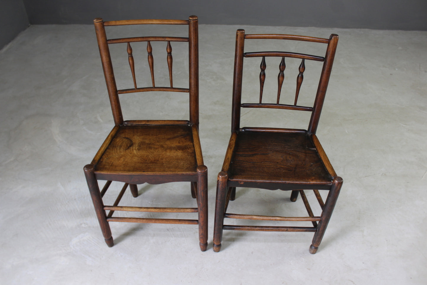 Pair Country Elm Chairs - Kernow Furniture