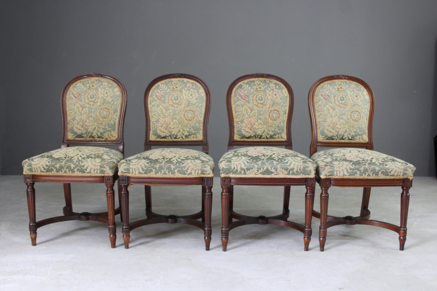 Set 4 Antique Victorian Ships Dining Chairs - Kernow Furniture