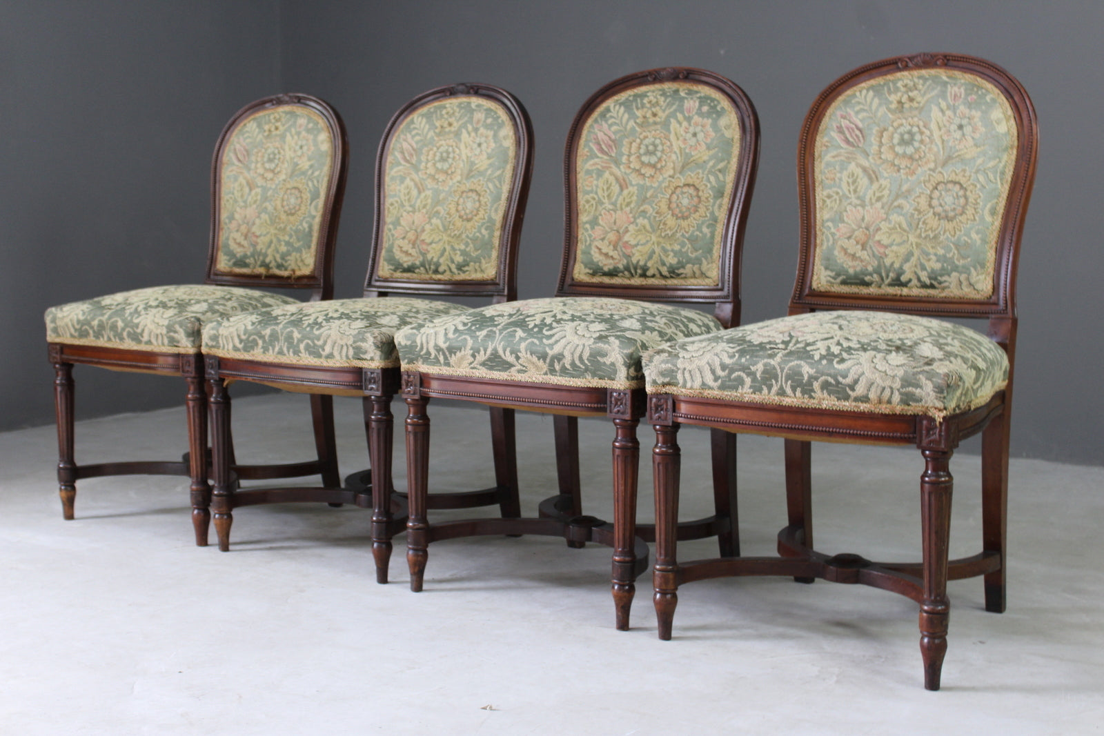 Set 4 Antique Victorian Ships Dining Chairs - Kernow Furniture