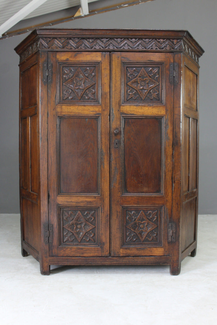 Antique Canted Hall Robe Cupboard - Kernow Furniture