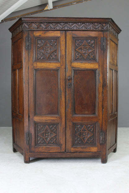 Antique Canted Hall Robe Cupboard - Kernow Furniture