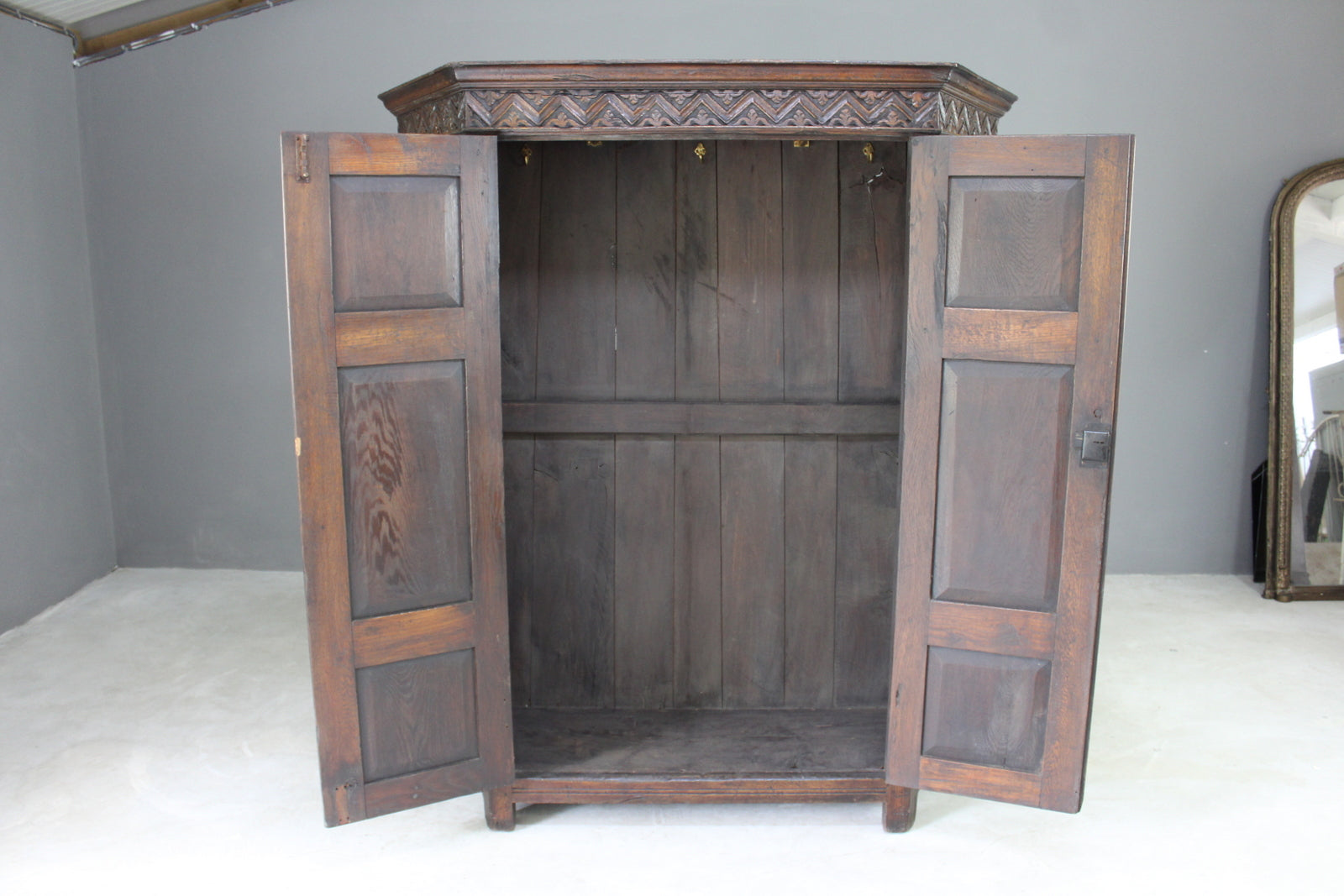 Antique Canted Hall Robe Cupboard - Kernow Furniture