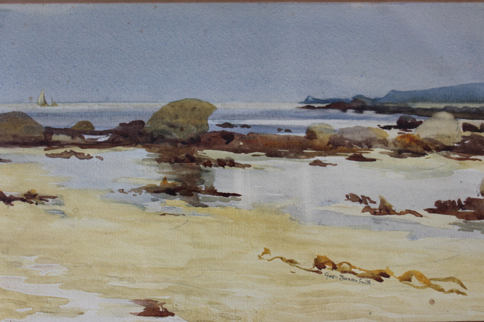 Gwendolen Dorrien-Smith  Watercolour Pentles Bay - Kernow Furniture