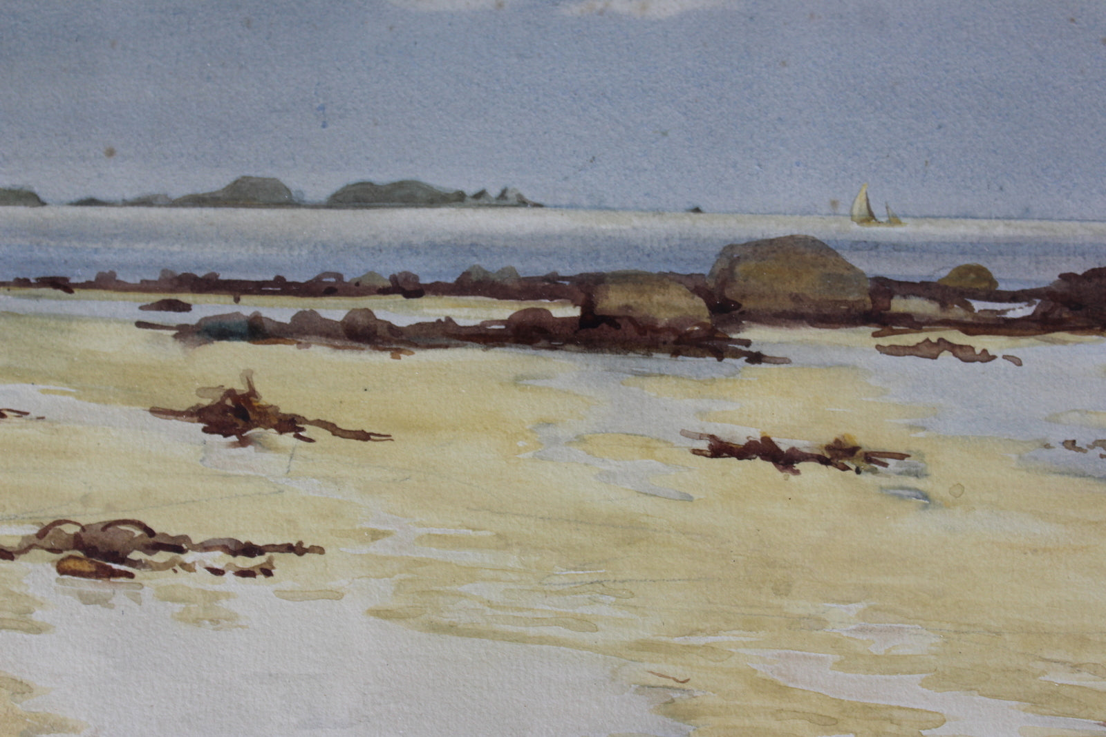 Gwendolen Dorrien-Smith  Watercolour Pentles Bay - Kernow Furniture