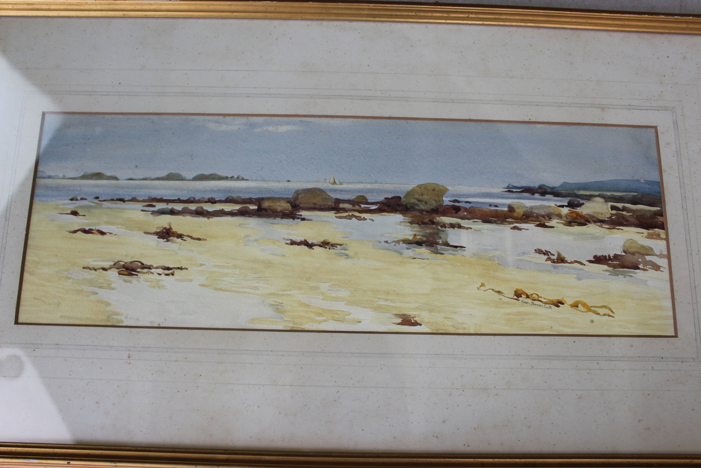 Gwendolen Dorrien-Smith  Watercolour Pentles Bay - Kernow Furniture