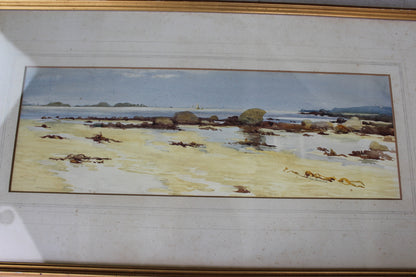 Gwendolen Dorrien-Smith  Watercolour Pentles Bay - Kernow Furniture