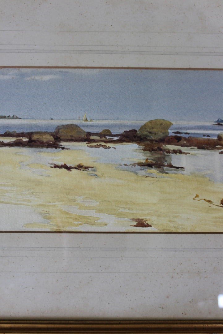 Gwendolen Dorrien-Smith  Watercolour Pentles Bay - Kernow Furniture