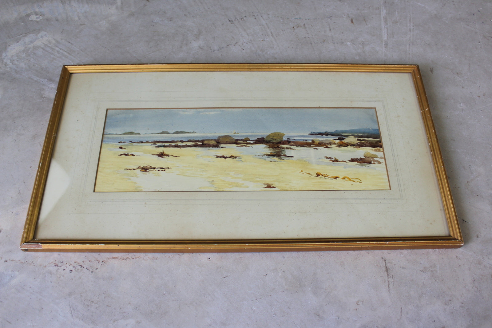 Gwendolen Dorrien-Smith  Watercolour Pentles Bay - Kernow Furniture