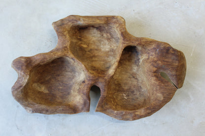 Rustic Carved Wooden Bowl - Kernow Furniture