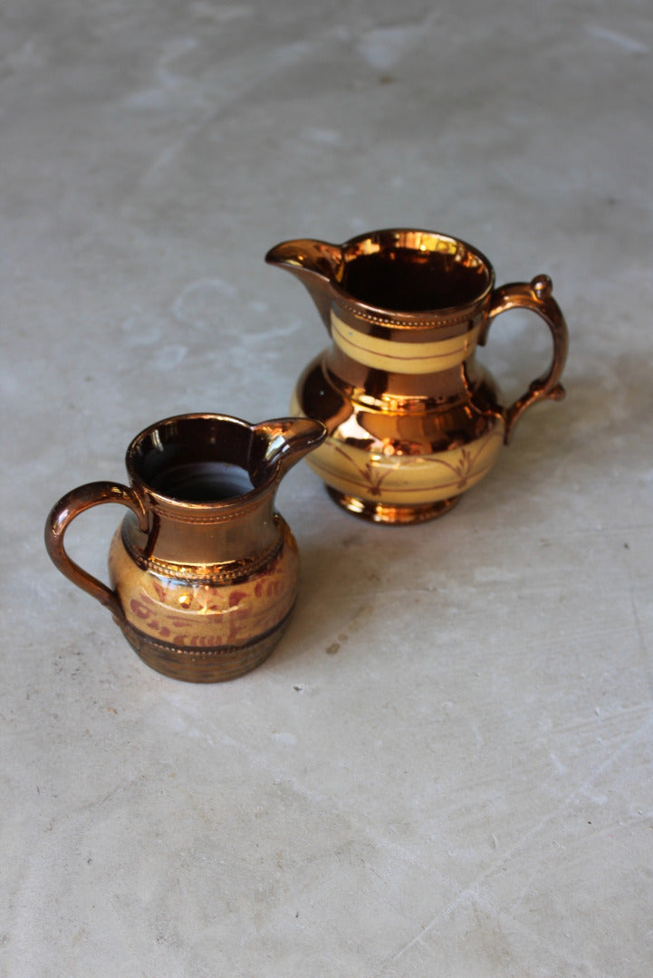 Pair Victorian Lustre Glaze Jugs - Kernow Furniture