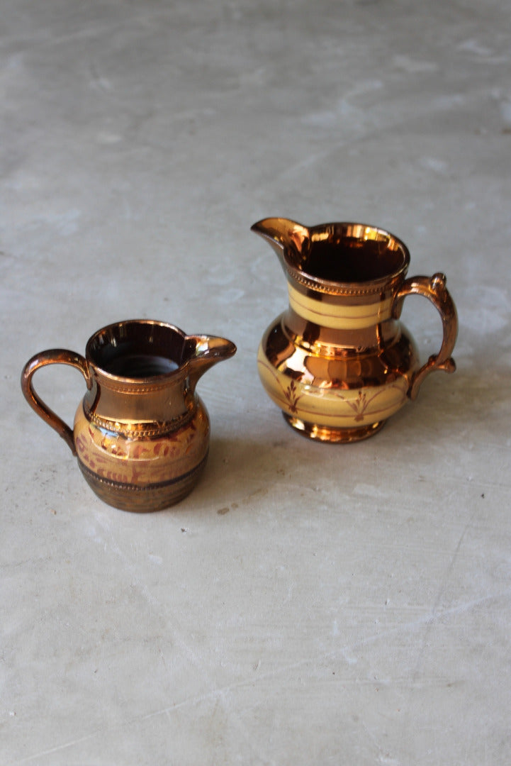 Pair Victorian Lustre Glaze Jugs - Kernow Furniture