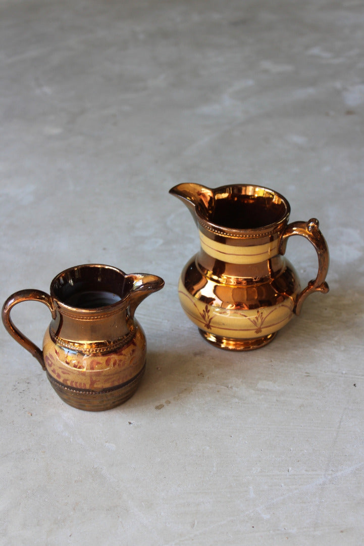 Pair Victorian Lustre Glaze Jugs - Kernow Furniture