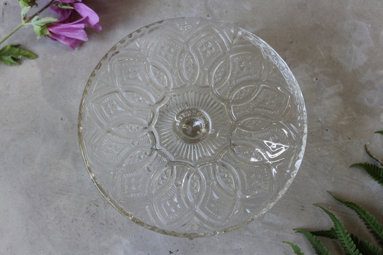 Vintage Glass Cake Stand - Kernow Furniture