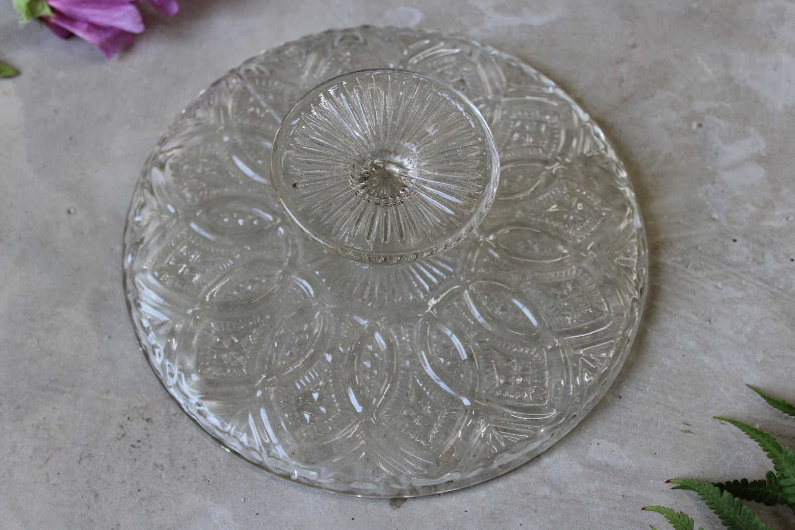 Vintage Glass Cake Stand - Kernow Furniture