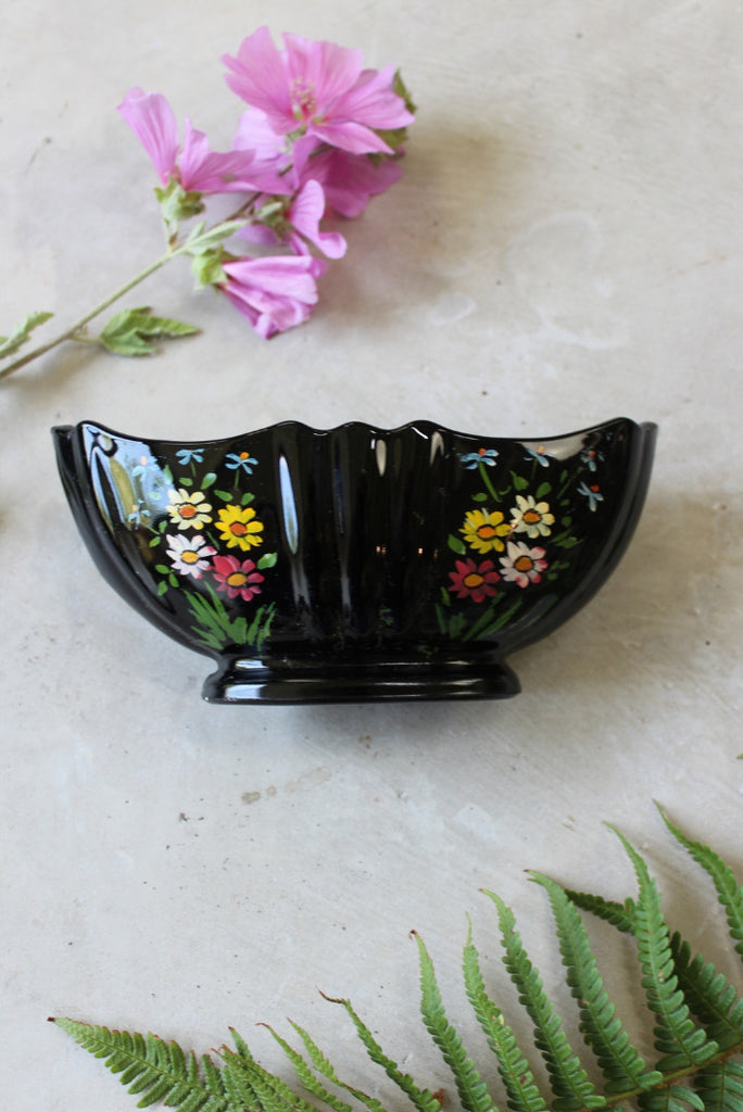 Vintage Black Glass Posy Vase - Kernow Furniture