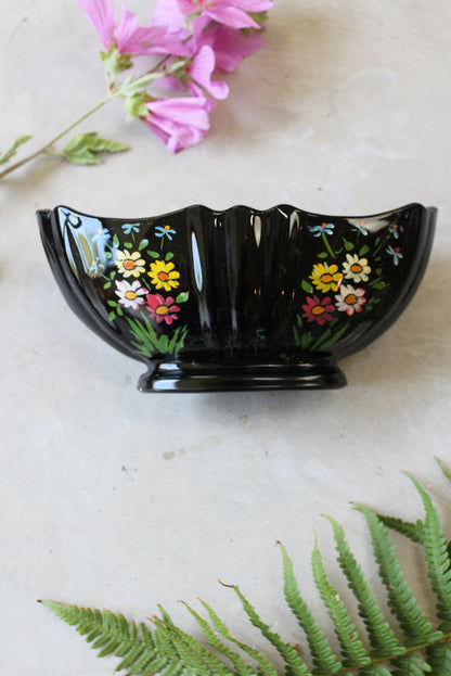 Vintage Black Glass Posy Vase - Kernow Furniture