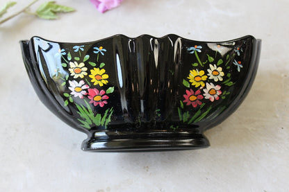 Vintage Black Glass Posy Vase - Kernow Furniture