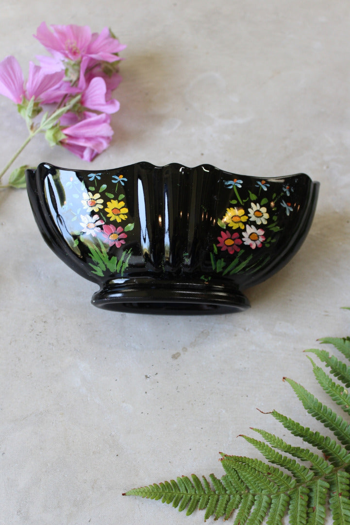 Vintage Black Glass Posy Vase - Kernow Furniture