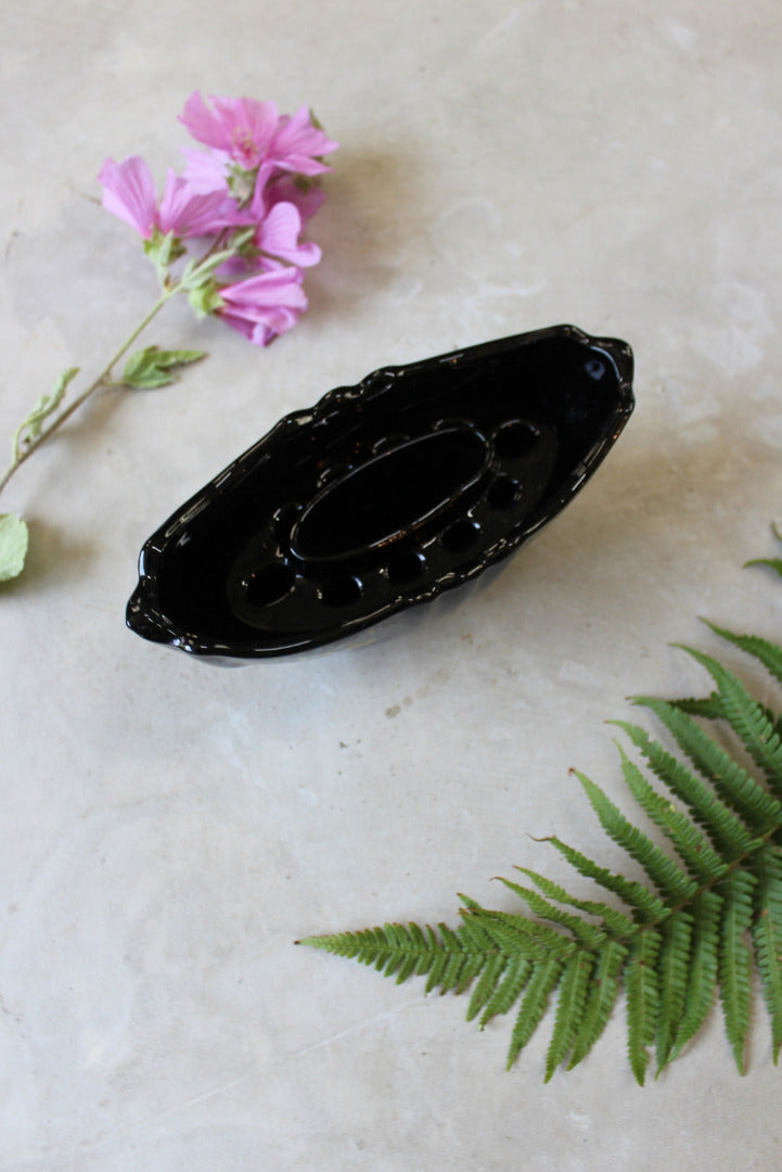 Vintage Black Glass Posy Vase - Kernow Furniture