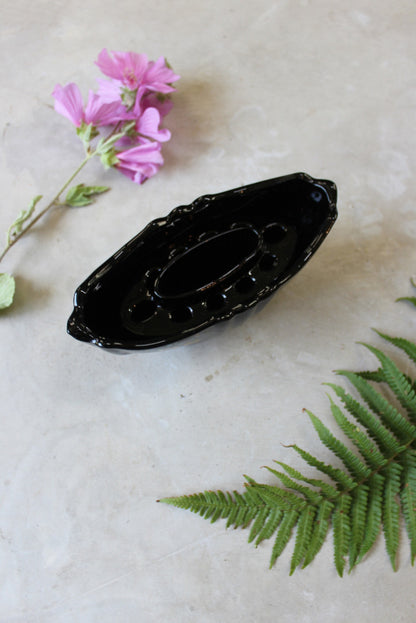 Vintage Black Glass Posy Vase - Kernow Furniture