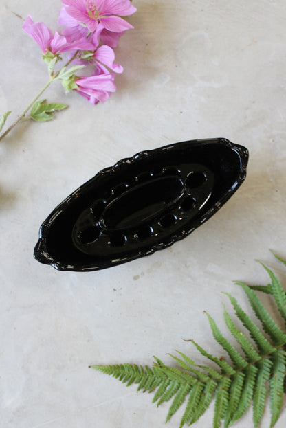 Vintage Black Glass Posy Vase - Kernow Furniture