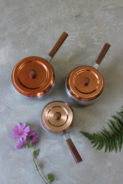 Aluminium & Copper Tone Saucepans - Kernow Furniture