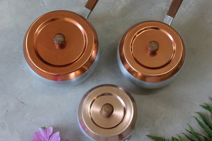 Aluminium & Copper Tone Saucepans - Kernow Furniture