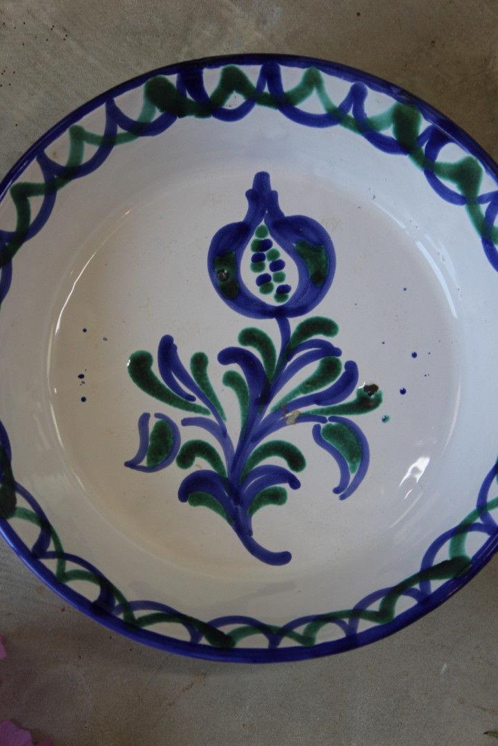 Blue & Green Glazed Earthenware Bowl - Kernow Furniture