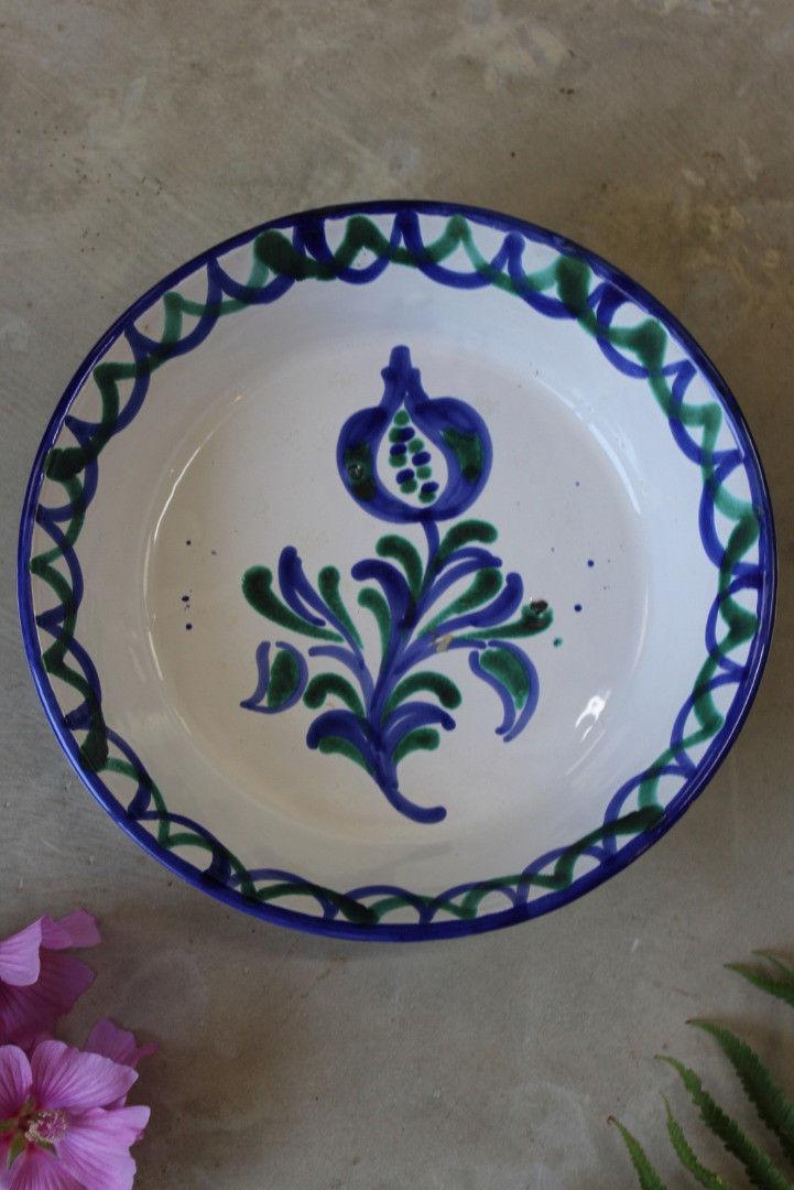 Blue & Green Glazed Earthenware Bowl - Kernow Furniture