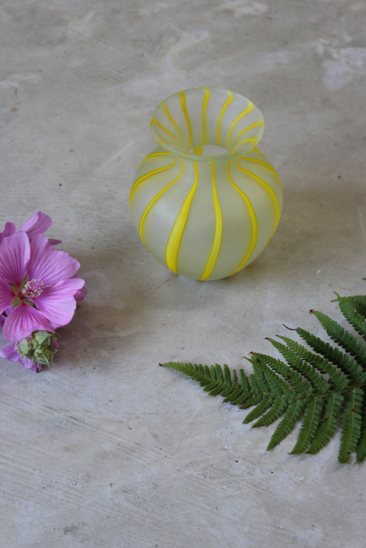 Opaque Yellow Stripe Hand Blown Vase - Kernow Furniture