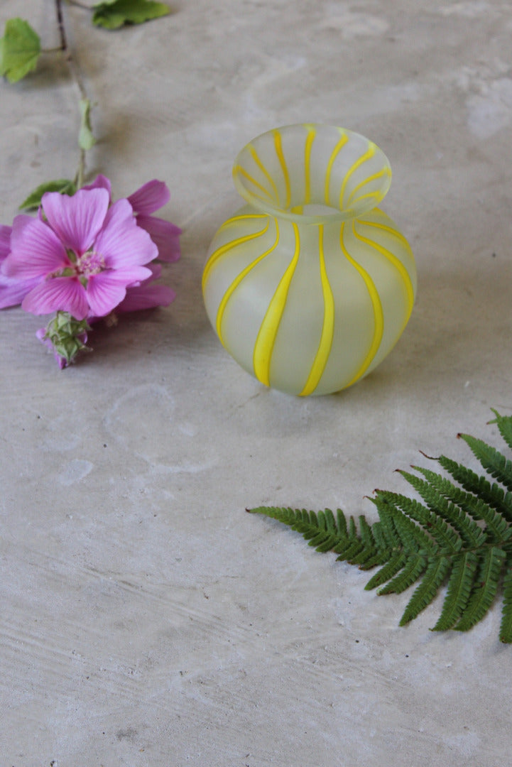 Opaque Yellow Stripe Hand Blown Vase - Kernow Furniture