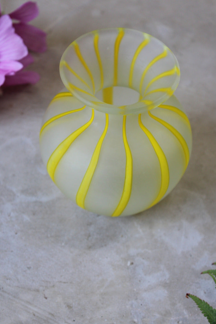 Opaque Yellow Stripe Hand Blown Vase - Kernow Furniture