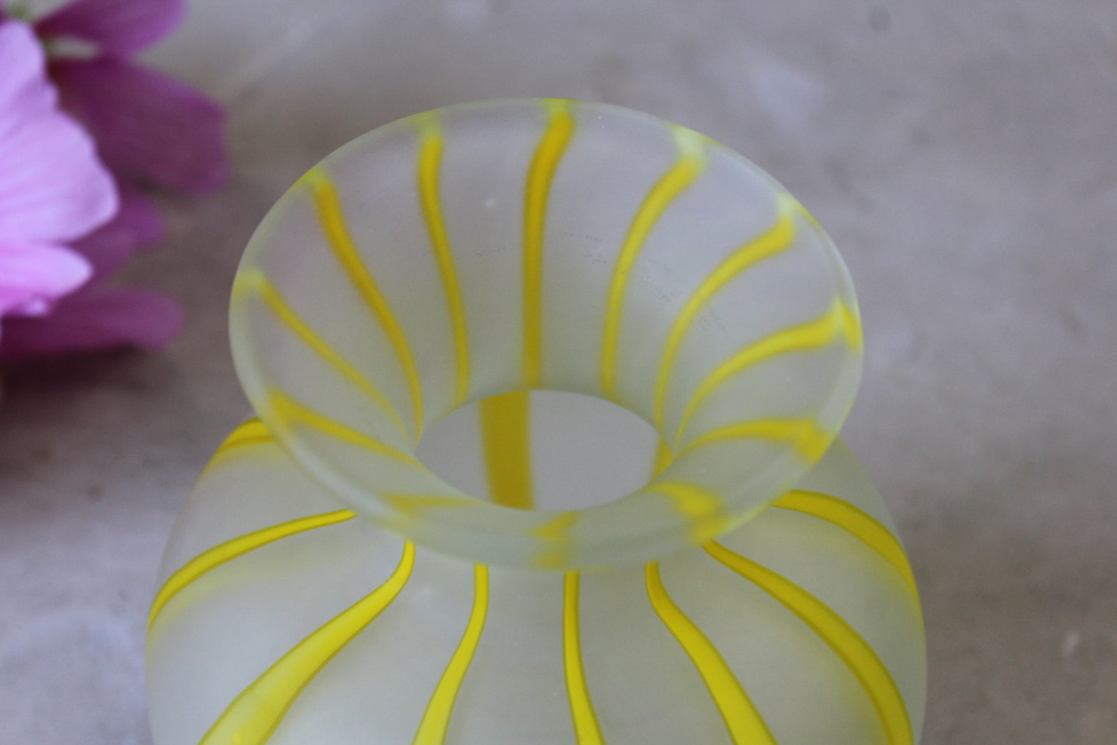 Opaque Yellow Stripe Hand Blown Vase - Kernow Furniture