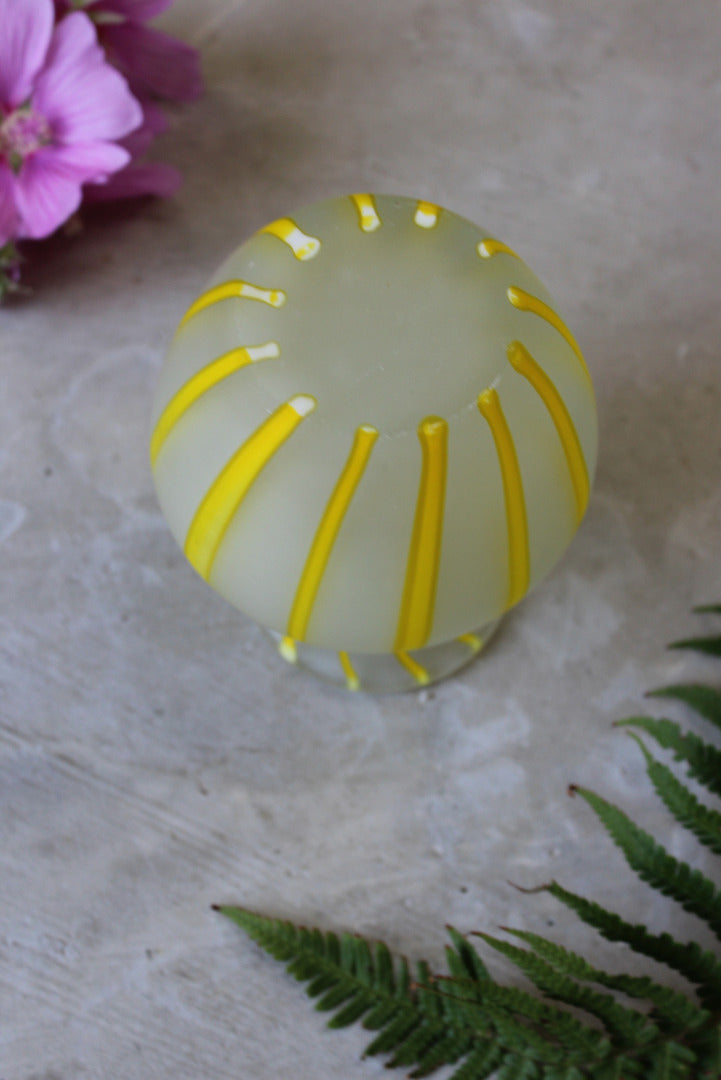 Opaque Yellow Stripe Hand Blown Vase - Kernow Furniture