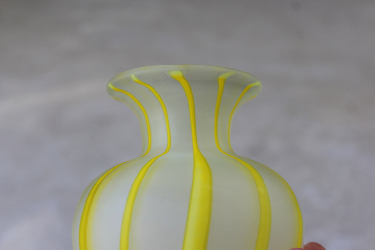 Opaque Yellow Stripe Hand Blown Vase - Kernow Furniture